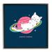 Stupell Industries Planet Mellow Tired White Cat Sleeping Saturn Rings Framed Wall Art 17 x 30 Design by Lisa Perry Whitebutton