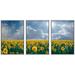 wall26 Framed Canvas Print Wall Art Set Sunflower Field Under Cloudy Sunny Sky Nature Wilderness Photography Realism Chic Scenic Relax/Calm for Living Room Bedroom Office - 24 x36 x3 Whit