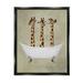 Stupell Industries Three Giraffes In A Bathtub Jet Black Framed Floating Canvas Wall Art 16x20 by Coco de Paris