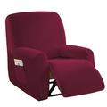 CJC Velvet Recliner Covers for 1 Seater Stretch Armchair Slipcovers with Side Pocket Cushion Reclining Sofa Couch Protector