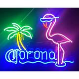 Queen Sense 17 Coronas Palm Tree Flamingo Neon Sign Acrylic Man Cave Handmade Neon Light 117CPTFA2