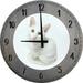 Wood Wall Clock 18 Inch Round White Cat Wall Art White for Kitchen Round Small Battery Operated Gray