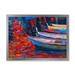 Boats During Warm Sunset Resting On The Water IX 32 in x 24 in Framed Painting Canvas Art Print by Designart