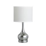 Pot Bellied Metal Body Table Lamp with Round Base Silver- Saltoro Sherpi