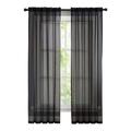 2 Piece Solid Sheer Window Curtain Panels Sheer Rod Pocket Curtain Panel (78 X 40 Black)