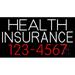 Health Insurance With Phone Number LED Neon Sign 13 x 24 - inches Black Square Cut Acrylic Backing with Dimmer - Bright and Premium built indoor LED Neon Sign for Defence Force.