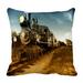 ECZJNT Vintage Steam engine locomotive train moving down railroad track Pillow Case Pillow Cover Cushion Cover 20x20 Inch