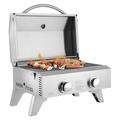 BaytoCare 2-Burner 20 000 BTU Portable Tabletop Stainless Steel Gas Grill BBQ Grid