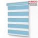 Keego Dual Layer Roller Window Blind Light Filtering Zebra Window Blind Cordless Customizable Sky Blue Case Sky Blue Fabric 23.5 w x 46.0 h