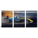 wall26 - 3 Panel Canvas Wall Art - Racing Car in Motion at High Speed - Giclee Print Gallery Wrap Modern Home Art Ready to Hang - 16 x24 x 3 Panels