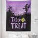 Scarecrow Tapestry Halloween Themed Image with Trick or Treat Lettering and Scary Fabric Wall Hanging Decor for Bedroom Living Room Dorm 5 Sizes Violet Charcoal Grey by Ambesonne