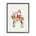 Stupell Industries Santa Claus Gnome Reindeer Holiday Patterned Stars Painting Black Framed Art Print Wall Art Design by Heatherlee Chan