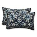 Pillow Perfect 586670 Indoor-Outdoor Woodblock Prism Blue Rectangular Throw Pillow - Set of 2