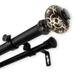 InStyleDesign Sycamore 1 inch Diameter Adjustable Double Curtain Rod Black 66 to 120 inches Wood Finish