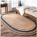 Vipanth Exports Beige with Black Line Jute Rug in Oval Shape Area Rug for Home Decor (3x8 Feet)