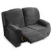 SHANNA Stretch Recliner Loveseat Cover Sofa Slipcover 2 Seater Couch Cover Furniture Protector Dark Grey