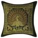 Stylo Culture Indian Zippered Brocade Black And Gold Throw Pillow Covers 12x12 Jacquard Weave Banarasi Square Throw Pillow Covers Dancing Peacock Floral 30x30 cm Decorative Cushion Covers (1 Pc)