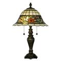 Dale Tiffany 2-Light Metal & Art Glass Table Lamp in Antique Bronze/Yellow