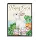 Stupell Industries Happy Easter Bunny Rabbit Greens Eggs Basket Graphic Art Black Framed Art Print Wall Art 16x20 by ND Art