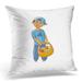 ECCOT Flat Cartoon Boy Kid in Blue Cap Holding Wicker Basket with Collected Fruits and Vegetables Smiling Pillowcase Pillow Cover Cushion Case 18x18 inch