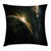 Galaxy Throw Pillow Cushion Cover Sunrise View of the Planet Earth from Space with Stars in Milky Way Outer Space Art Print Decorative Square Accent Pillow Case 24 X 24 Inches Black by Ambesonne