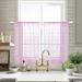 CUH Single Curtain Panel Slot Top Sheer Short Window Door Curtain Tulle Half Window Drape Voile Cafe Tier Kitchen Valance Bathroom Scarf Purple W:47 x L:55