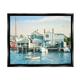 Stupell Industries Relaxing Boats Floating Harbor Marina Ocean Town Photograph Jet Black Floating Framed Canvas Print Wall Art Design by Tom Mielko