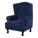Enova Home Super Stretch Velvet Slip Resistant Stylish Wingback Chair Slipcover with Elastic Bottom (Dark Blue)