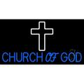 Blue Church Of God LED Neon Sign 20 Tall x 37 Wide - inches Black Square Cut Acrylic Backing with Dimmer - Premium built indoor Sign for Home dÃ©cor Event Religious place Store interior Office.
