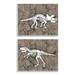 Stupell Industries Dinosaur Skeleton Artifacts Cracked Earth Pattern 2pc each 10 x 15 Designed by Daphne Polselli