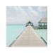 Stupell Industries Beautiful Turquoise Water Ocean Pier Cloudy Sky Painting Gallery Wrapped Canvas Print Wall Art Design by Noah Bay