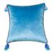 18.5 x 18.5 in. Edie Home Velvet Reversible Tassel Decorative Pillow Teal & Mist