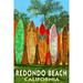 Redondo Beach California Surfboard Fence (12x18 Wall Art Poster Room Decor)