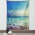 Ocean Tapestry Tropical Island Paradise Beach at Sunset Time with Waves and the Misty Sea Image Wall Hanging for Bedroom Living Room Dorm Decor 40W X 60L Inches Cream Turquoise by Ambesonne