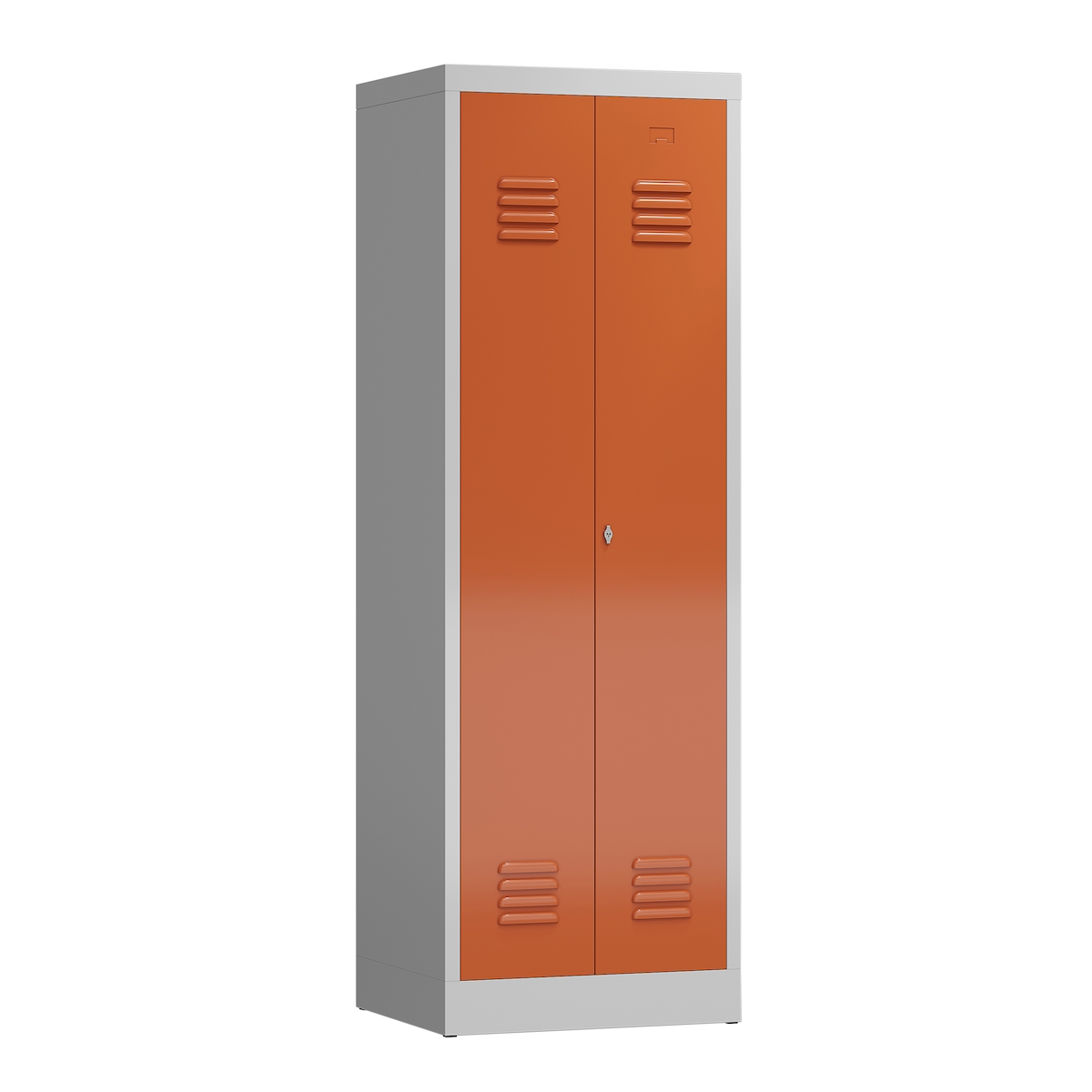 ClassiX Garderobenschrank, 2 Abteile mittig schließend, 1800 x 590 x 500 mm, lichtgrau/feuerrot Image