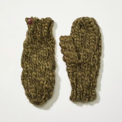 Lucky Brand Cozy Knit Mittens in Dark Green