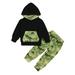 NZRVAWS Toddler Baby Boys Outfits Long Sleeve Dinosaur Print Pocket Hoodie Top +Dinosaur Print Pants 2Pcs Clothes Set 2-3T Green