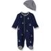Little Me Baby Boys Footie and Hat 0-3 Months Navy