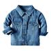 IBTOM CASTLE Toddler Baby Girls Boys Denim Jacket Long Sleeve Button Down Jeans Coat Ripped Hooded Top Fall Cowboy Casual Outwear Clothes 6-12 Months Blue