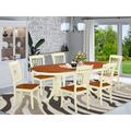 East West Furniture 6 - Person Butterfly Leaf Solid Wood Dining Set Wood in Brown/White | 30 H in | Wayfair PLDA7-BMK-W