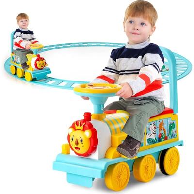 Goplus - Kinder Elektro Zug, Kinderfahrzeug mit 16 stk. Schiene Set, 6V Kinder Aufsitz mit Licht & Image