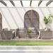 Joss & Main Emilio Wicker 8 Person Seating Group Wood in Gray | 33 H x 94 W x 33 D in | Outdoor Furniture | Wayfair