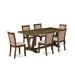 Rosalind Wheeler Kitchen Table Set - A Kitchen Dining Table & Parson Dining Chairs w/ Stylish Back Wood/Upholstered in Brown | Wayfair