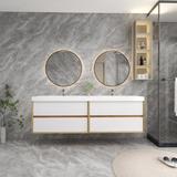 Latitude Run® 83" Wall-Mounted Double Bathroom Vanity Set Wood/Plastic in White | 27 H x 83.4 W x 19.6 D in | Wayfair