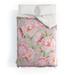 Utart Hygge Blush Pink Peonies Pattern On Gray Made To Order Full Comforter