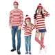 S-XXL Parent-Enfant Dessin Animé Où est Wally Waldo Costume Waldo Semaine Du Livre Cosplay Tenue