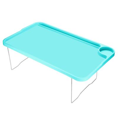 Breakfast Tray Table with Folding Legs Serving Platter Laptop Desk, Blue