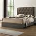 Wooden California king Bed with Button Tufted Headboard, Gray and Brown