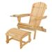 Foldable Adirondack Chair with cup holders with Ottoman - N/A