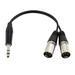 1Ft 1/4 6.35mm Mono Microphone Cable to 2 Dual XLR Male 3 Pin Splitter